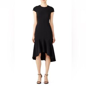 Amanda Uprichard Black Flutter Sheath Midi Fitted Dress XS